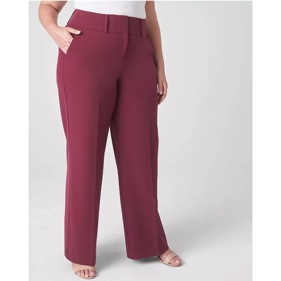 Lane Bryant Pants - Lane Bryant 20W Perfect Drape Wide Leg PANT Burgundy Wine Flex Magic Waist NEW